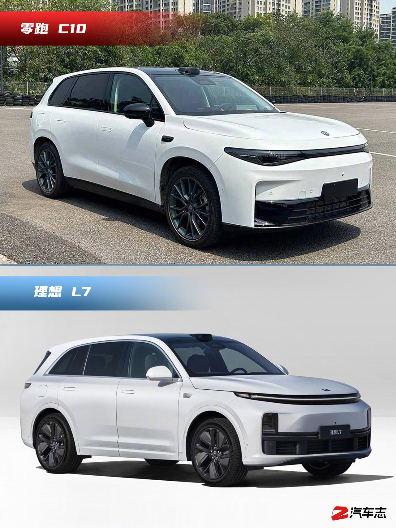 零跑C10 VS 理想L7
不能说一摸一样，只能说十分相同，剩下的90分是价格区
