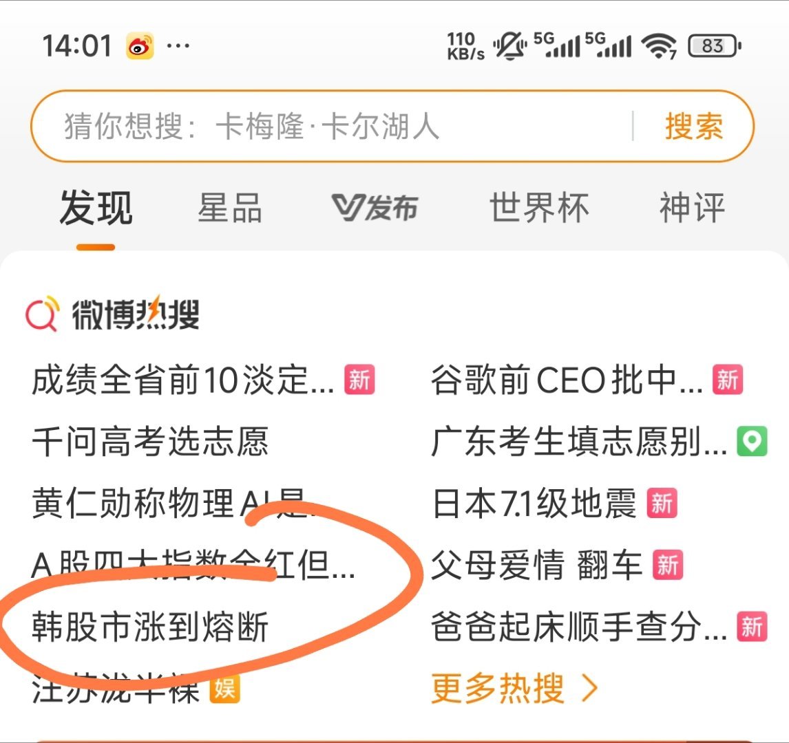 最近韩股一直上熔断热搜，上一次有股市频繁的熔断上热搜，还是美股在2020年的时候
