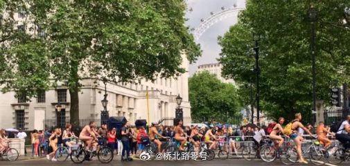 2026年6月14日，约1200人在伦敦参加了年度“世界裸体自行车骑行”，以裸体