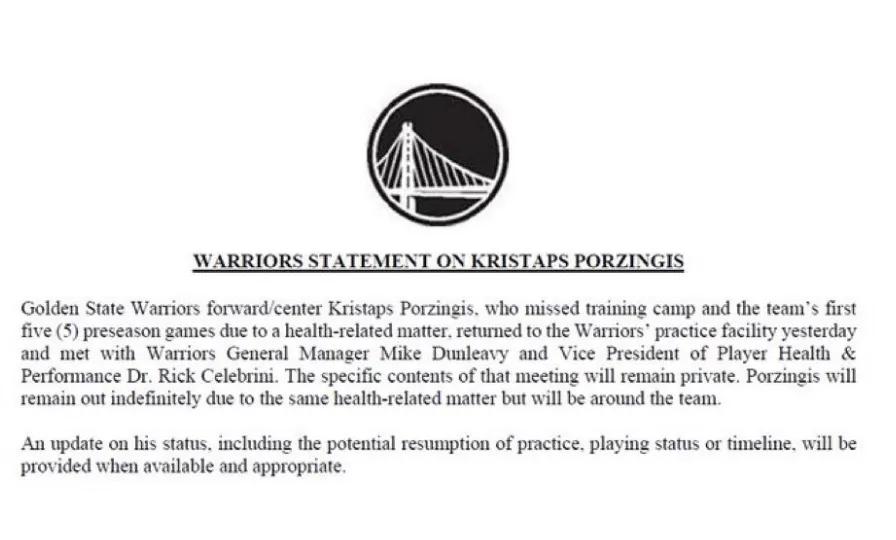 波尔津吉斯或已打完了他在NBA的最后一场比赛！
总经理邓利维以及球员健康与表现部