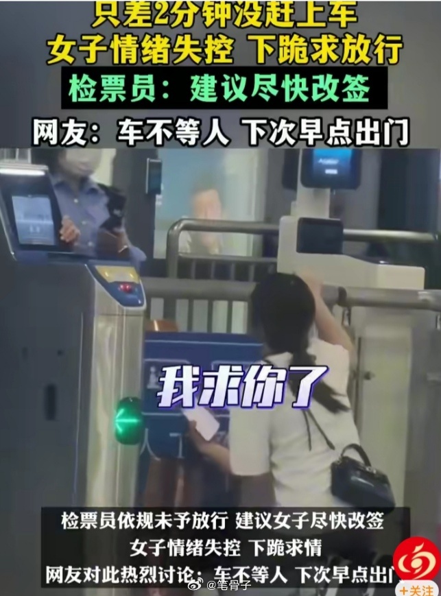 笔骨子有事说事 ⚠️女子迟到错过检票失控哀求工作人员看样子女子应该有急事要办的，