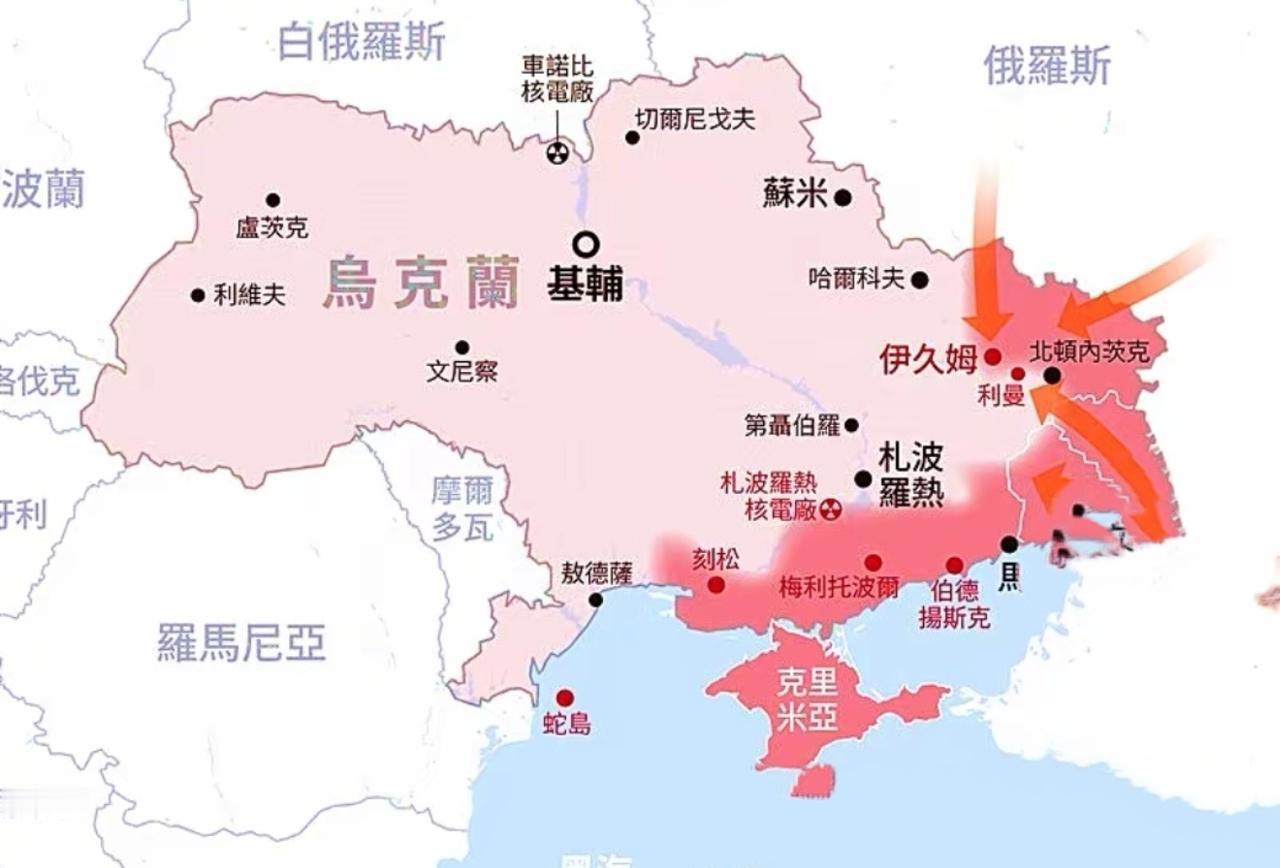 请用一句话形容乌克兰得天独厚的资源禀赋，夹在东西方之间摇摆，最终在战火中吞下地缘