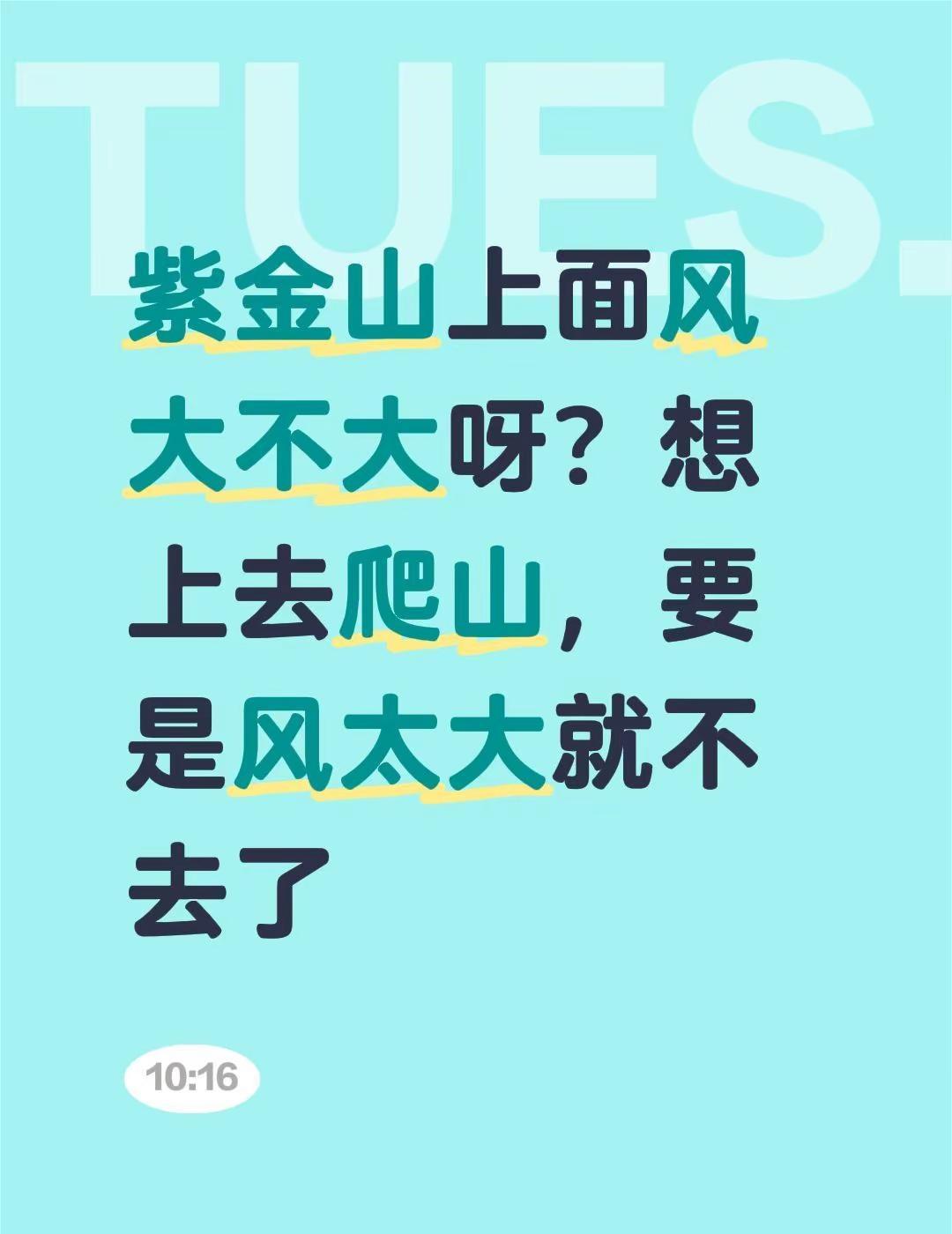 紫金山上面风大不大呀？想上去爬山，要是风太大就不去了