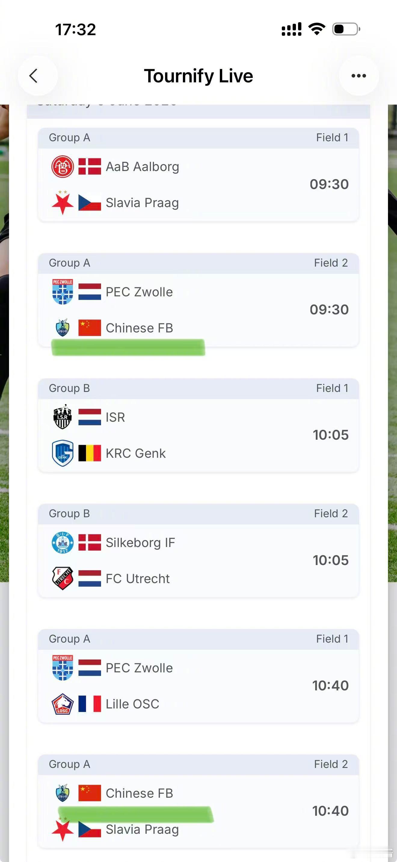 6月6/7日，荷兰🇳🇱杯赛，中国足球小将 0910赛程确定，第一天，5场比赛