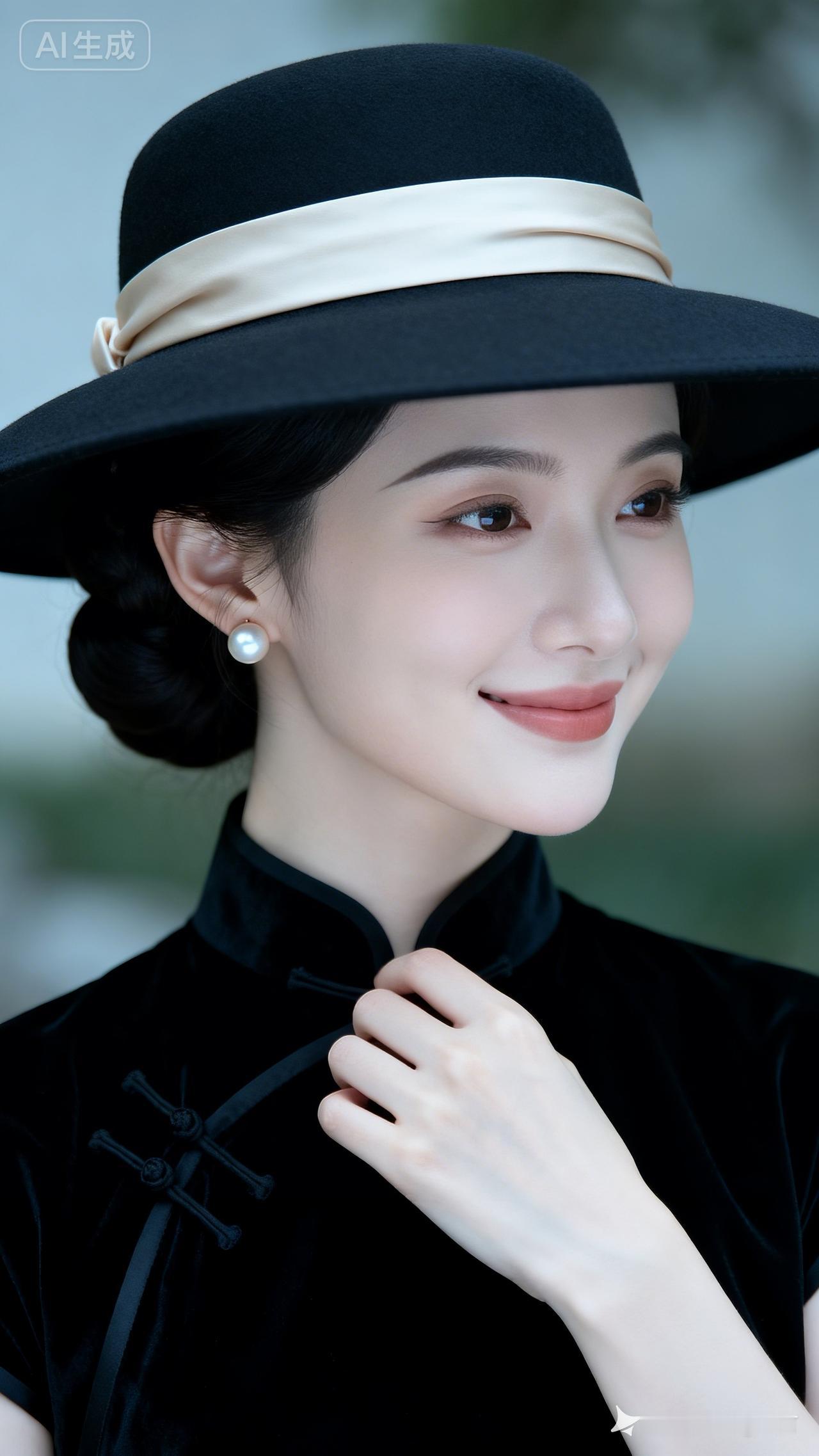 优雅复古风，黑白色调，复古耳环，微笑女神！
