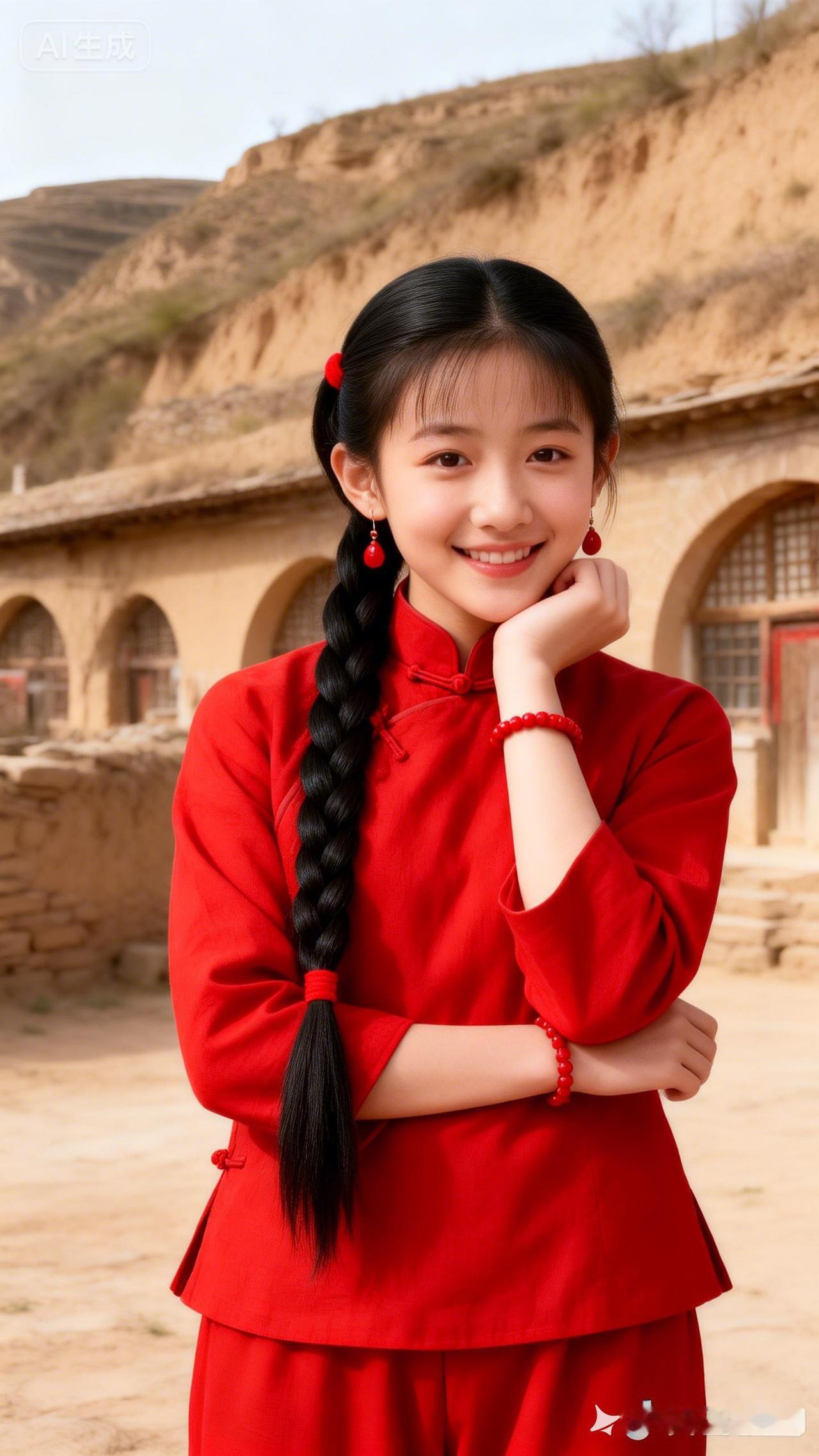 红衣少女，古风古韵，笑靥如花！