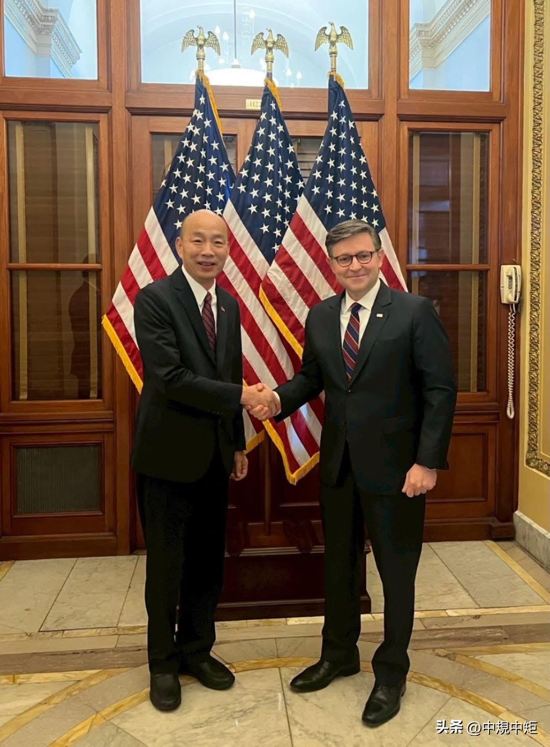 韩国瑜今（27日）在脸书发文称，今天上午拜会美国众议院议长约翰逊，双方就安全、经