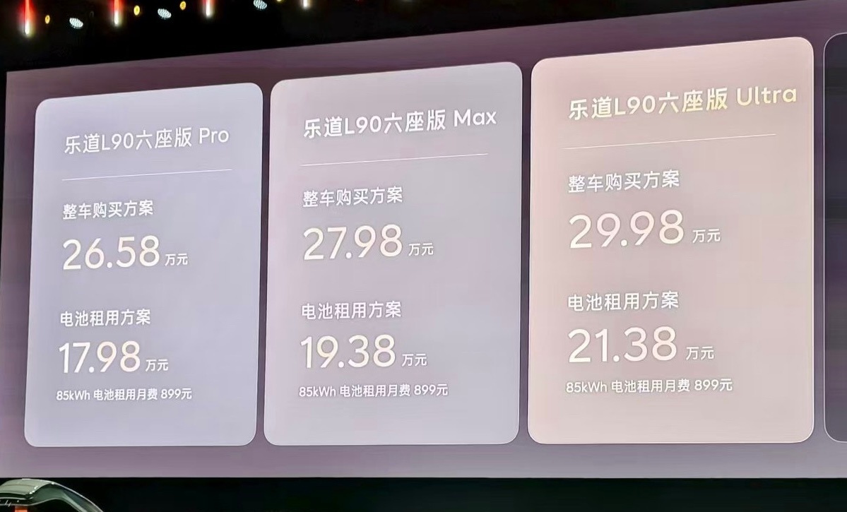 乐道L90上市惊爆价26.58万起今天乐道L90的价格，看了下  大家普遍反映挺