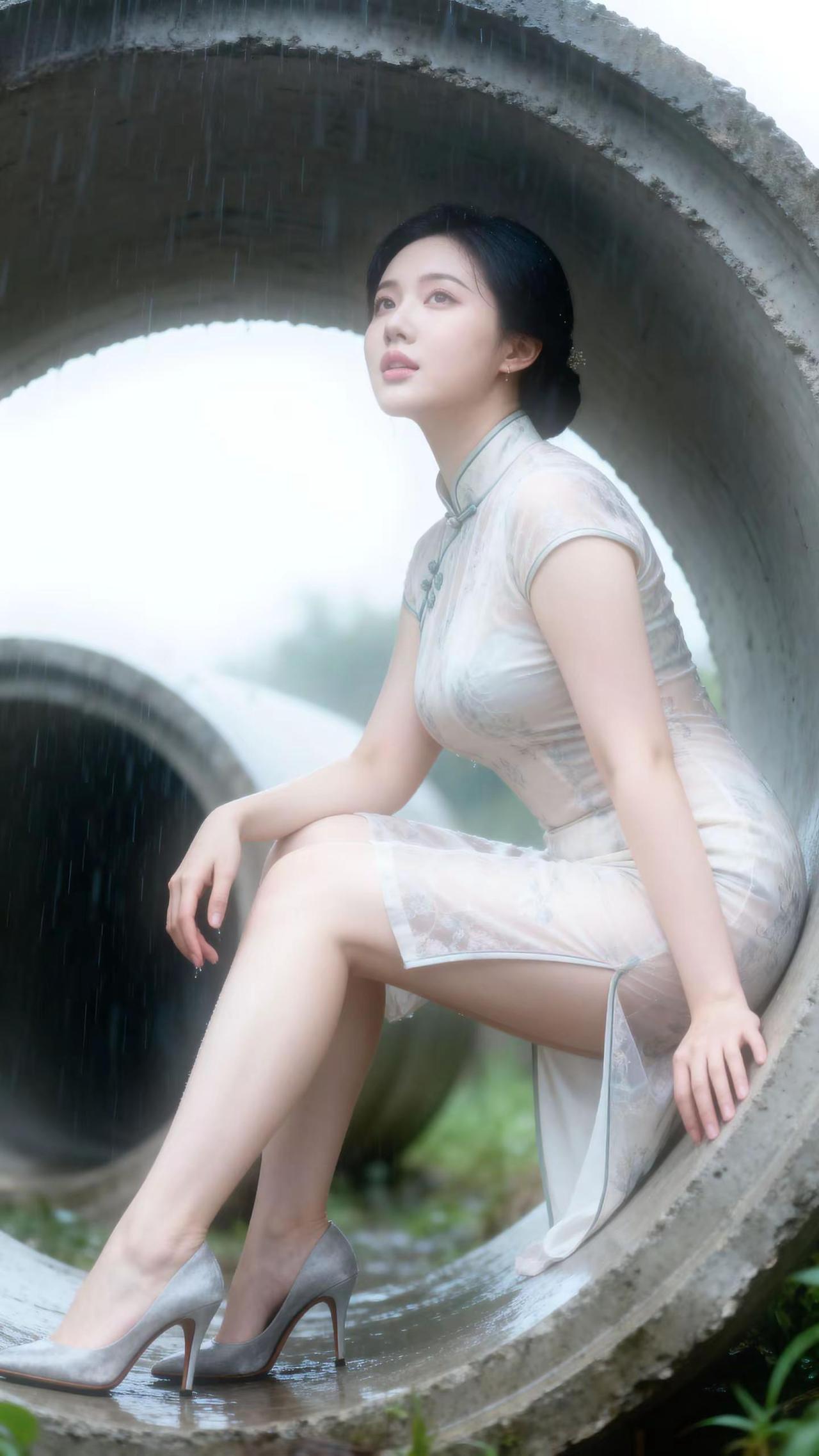 水泥管里也有江南 旗袍写真 旗袍美人 古典美 东方美学