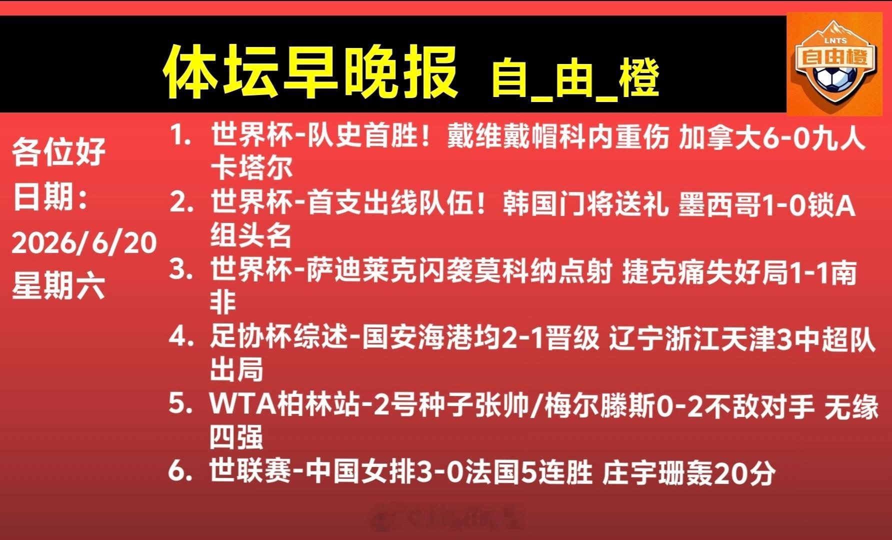 自由橙每日橙语自由橙体坛早晚报