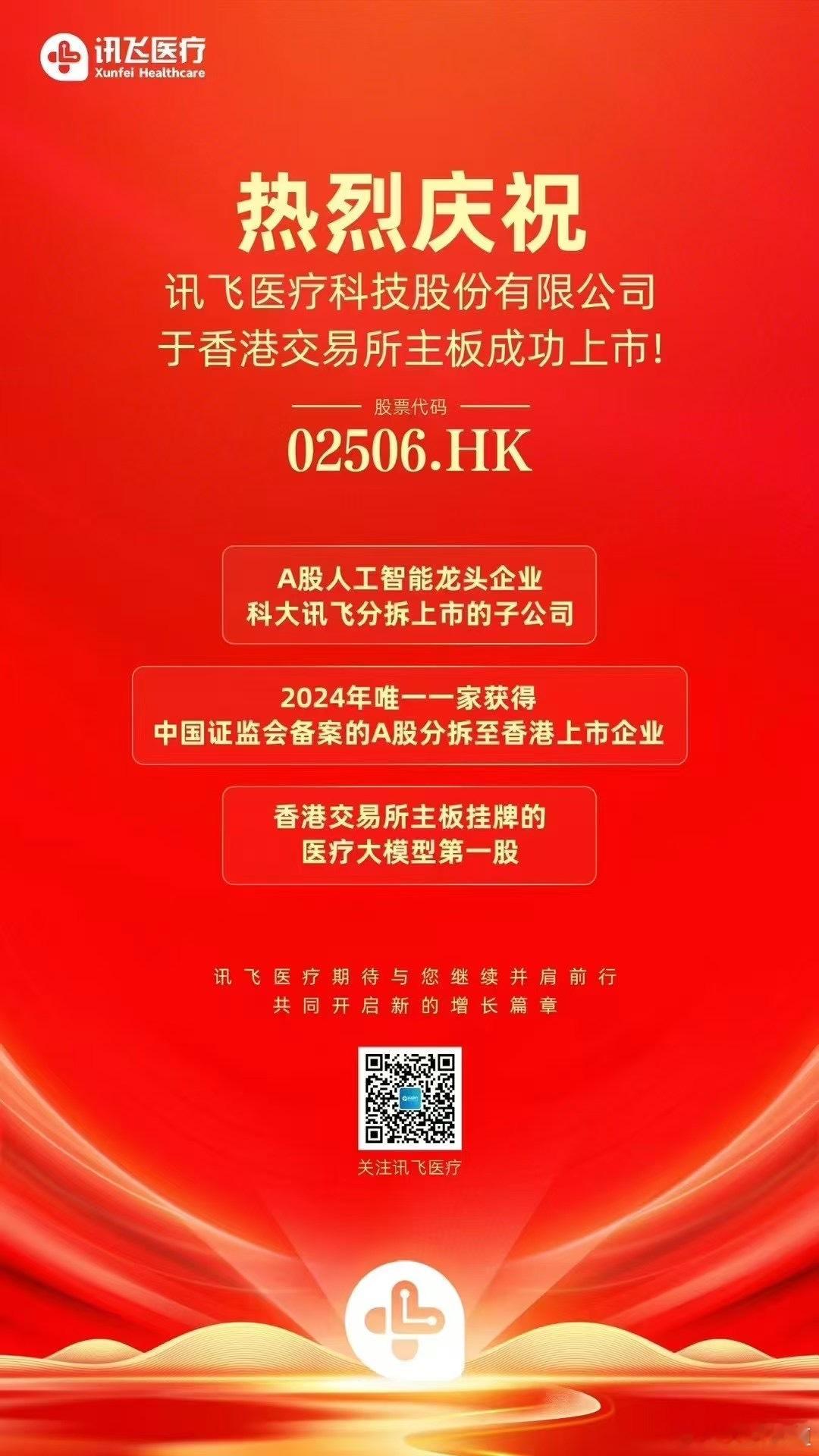 热烈庆祝讯飞医疗今天在港股上市💪🌹 