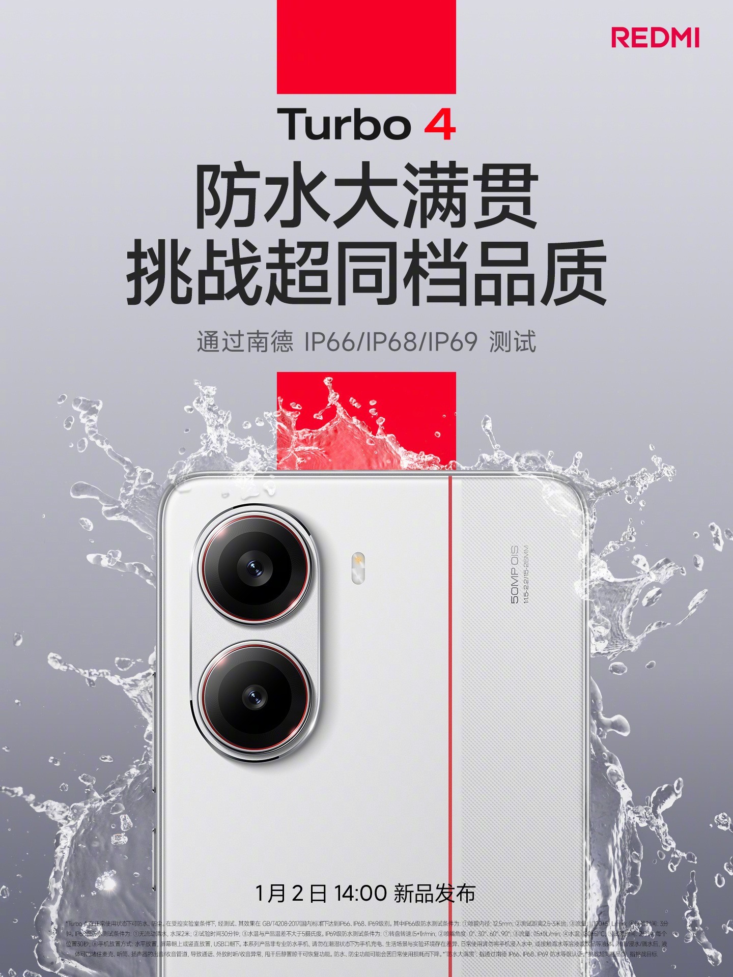 时代真是变了，以前顶级旗舰都未必配备防水，现在REDMI Turbo 4都支持了