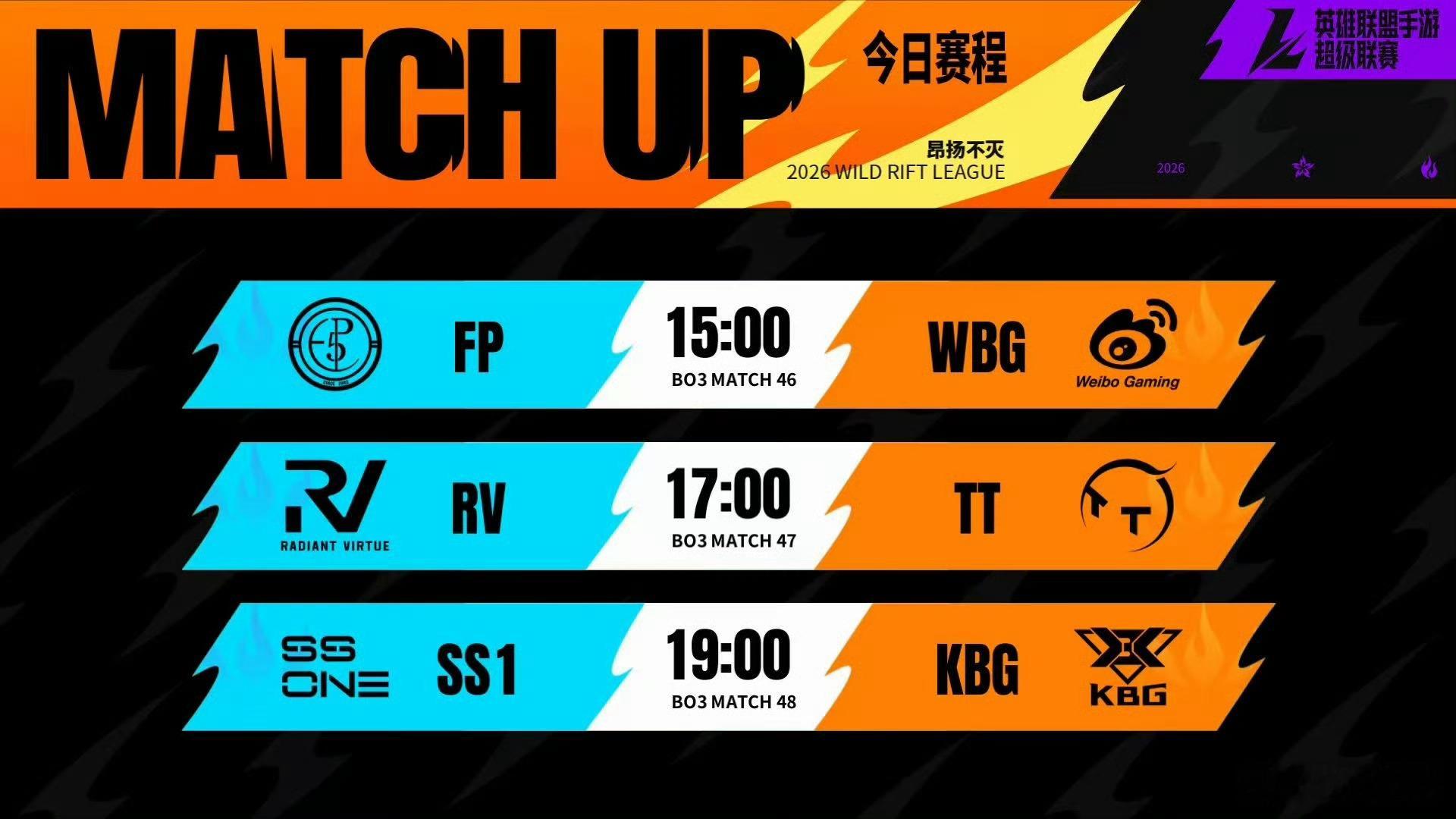 2026WRL秋季赛 常规赛W6D3【对阵&首发名单】⭐15:00  FP  v