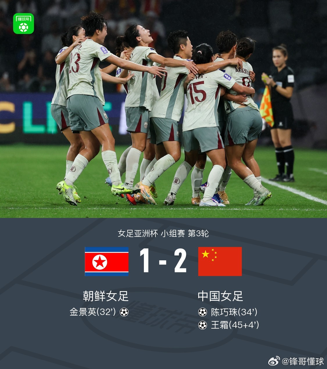 中国女足2比1朝鲜女足中国女足vs朝鲜女足 全胜头名出线！中国女足2-1逆转朝鲜