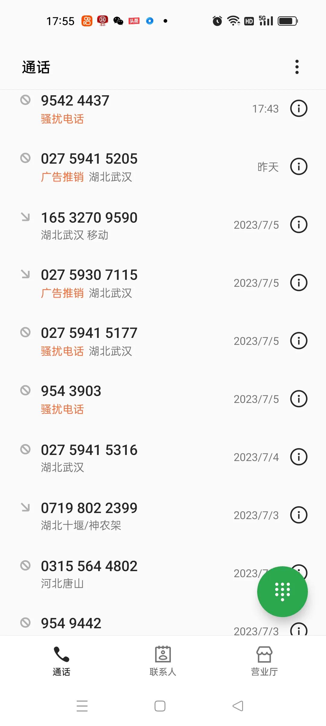 天天说的网络安全平台安全，那我的号码是谁泄露出去的呢？
全国各地的诈骗电话，骚扰