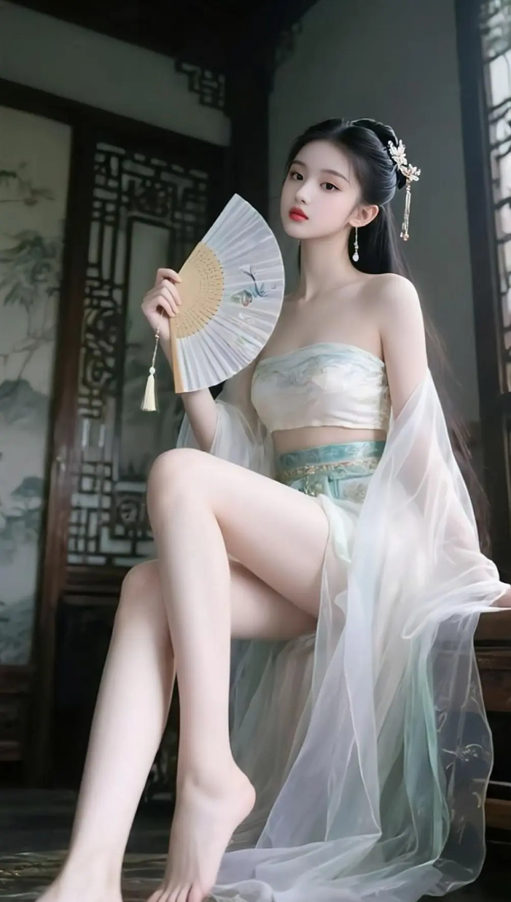 古风持扇照