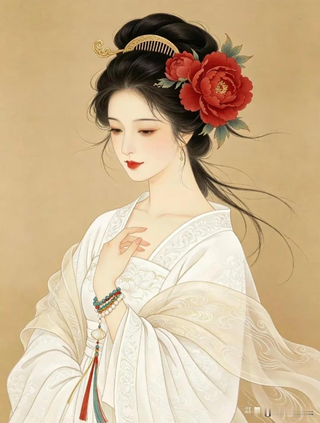 浅黛轻描，古典美人韵自天成。
奥黛丽湘、湘莞卿传仕女图分享
仕女图 古典美人韵