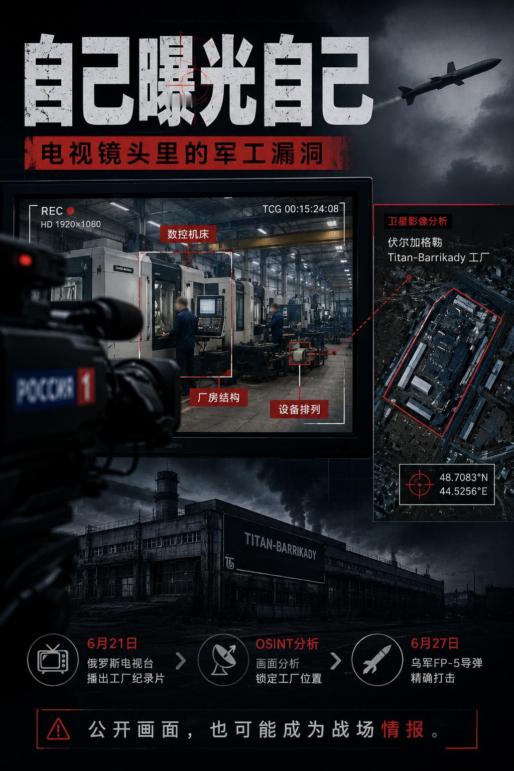 一档电视纪录片，可能意外暴露了一座俄罗斯重要军工企业的内部情况。6月21日，俄罗