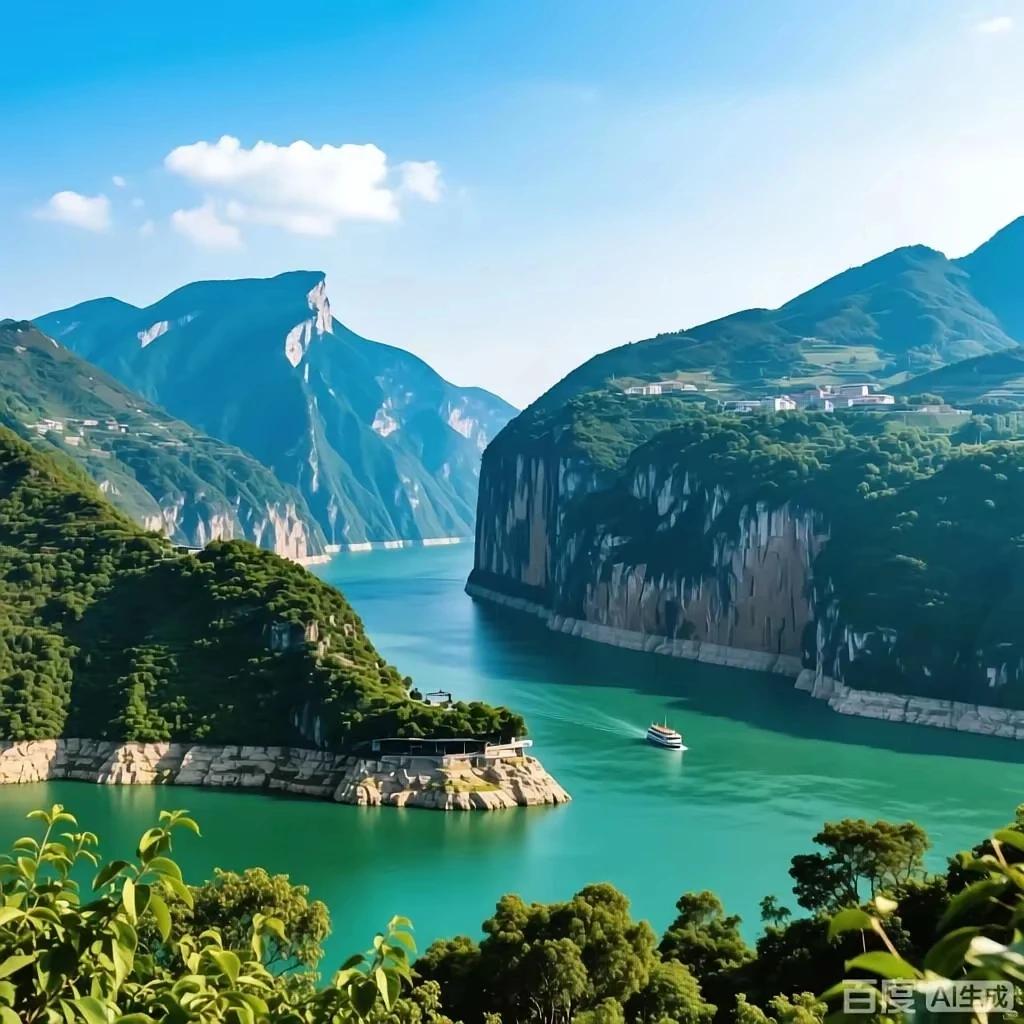 长江三峡
高峡清波镜面平，
奇峰峻峭竞峥嵘。