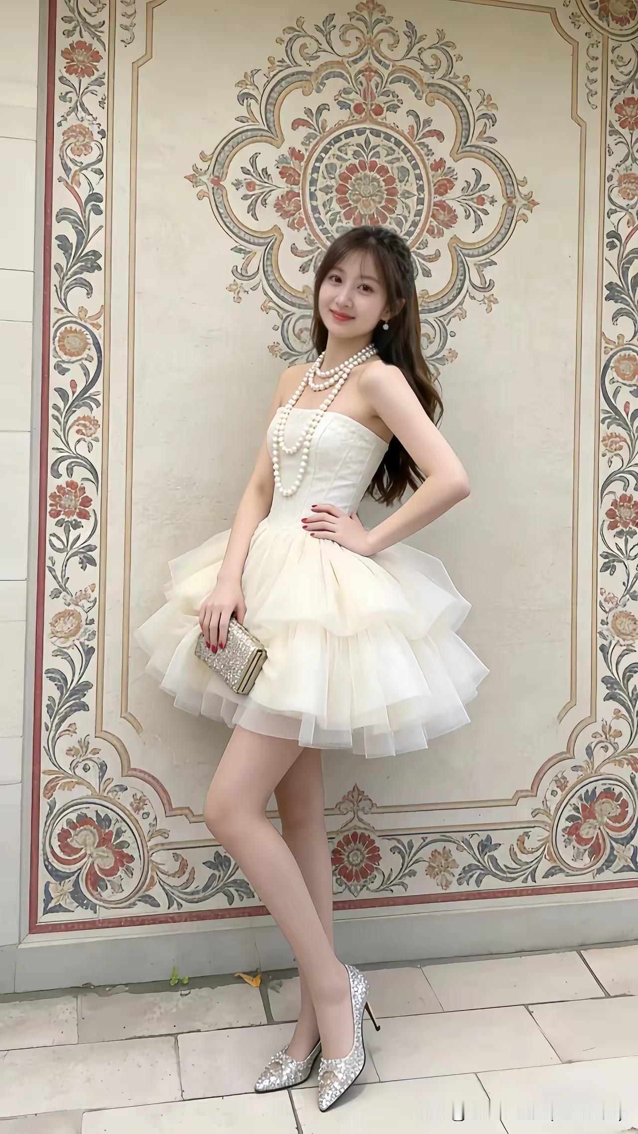 这位小姐姐穿着公主裙，好漂亮！穿上这身衣服，不管什么场所，你都是最美的女主[赞]