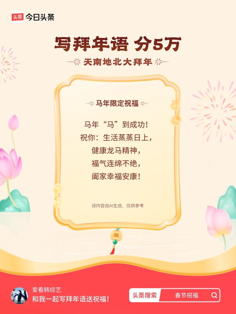 写拜年语送祝福新春拜年送祝福！我的祝福是：“马年“马”到成功！祝你：生活蒸蒸日上