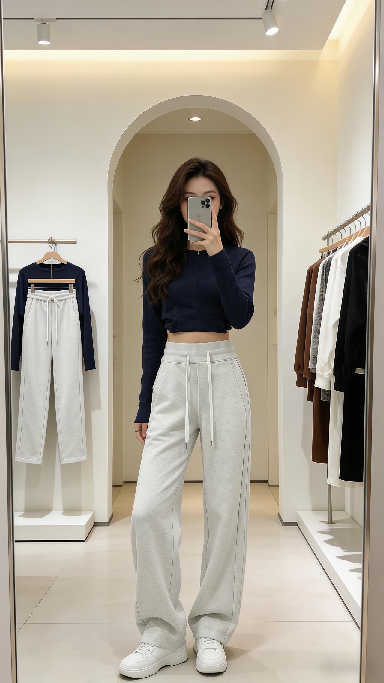 秋款高腰阔腿裤