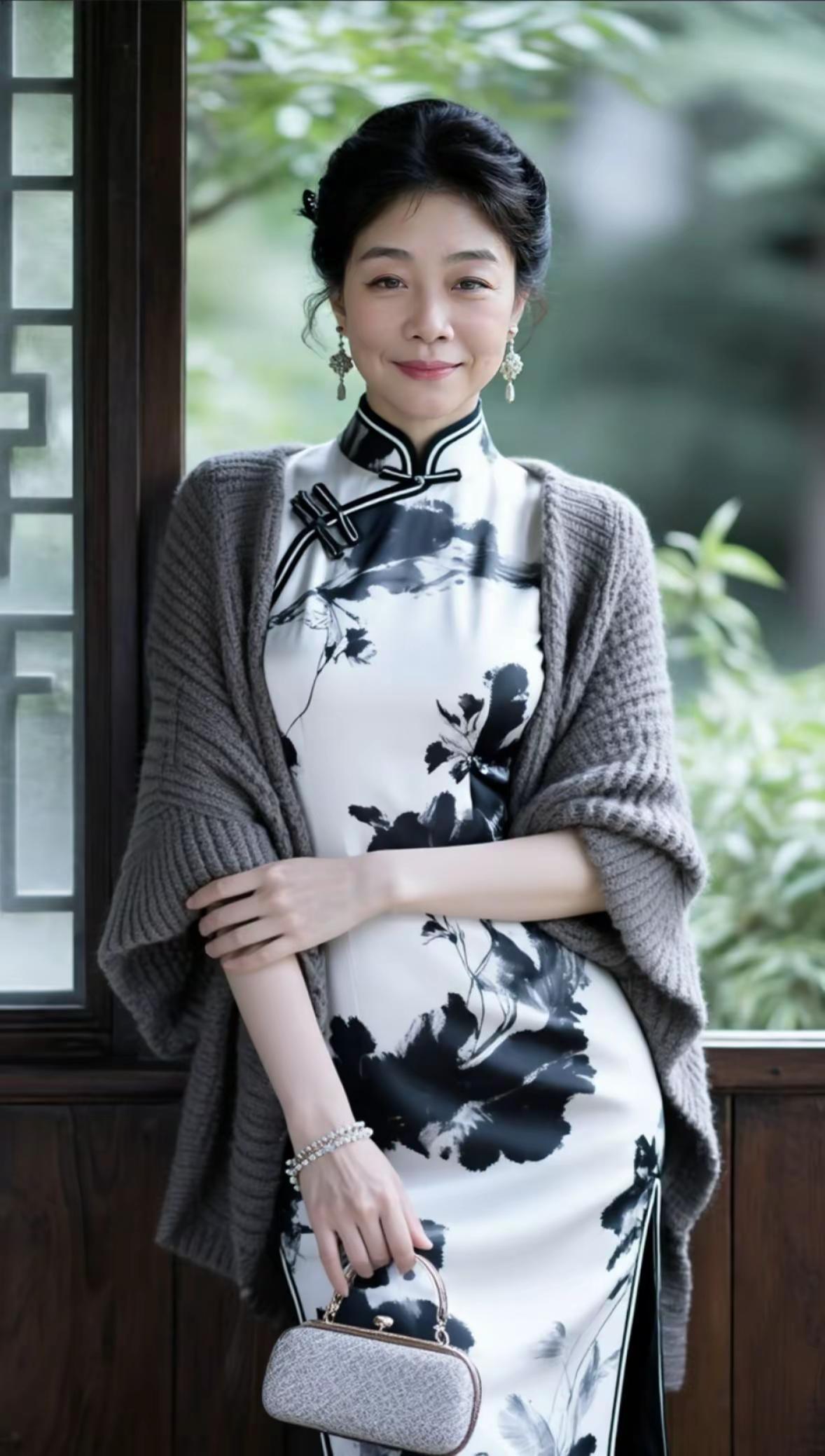 今日分享之声声慢。AI水墨旗袍写真