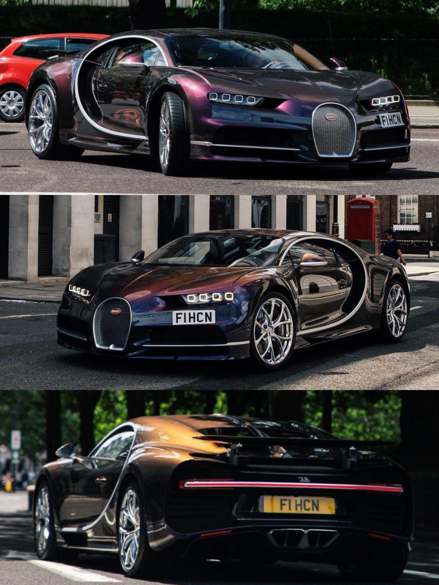 英国|  Bugatti Chiron (变色龙)
全球唯一一台配色为变色碳的布加迪Chiron! 
Owner: 未知