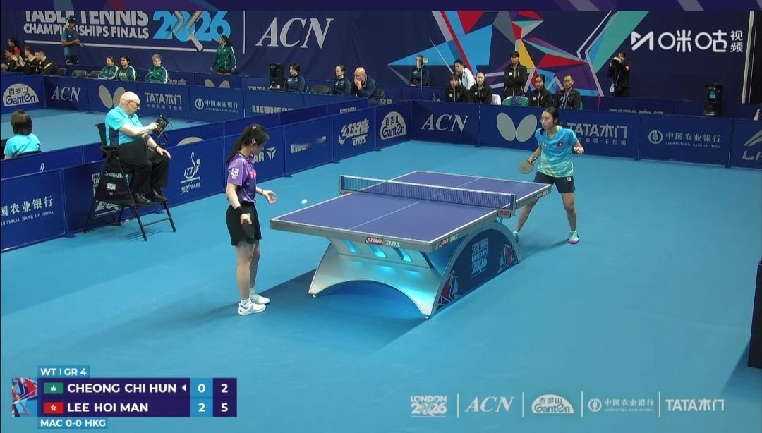 中国香港女团1号“杜姐”轮休，仍三连胜！


第一盘：李凯敏3：0（11-6；1