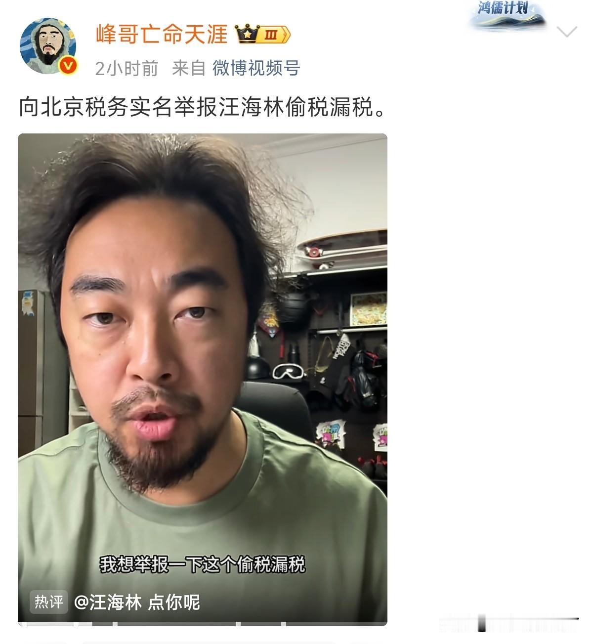 大周末的你不让人休息啊？峰哥实名举报汪海林偷税漏税？既然这玩意在网上公开了，那就
