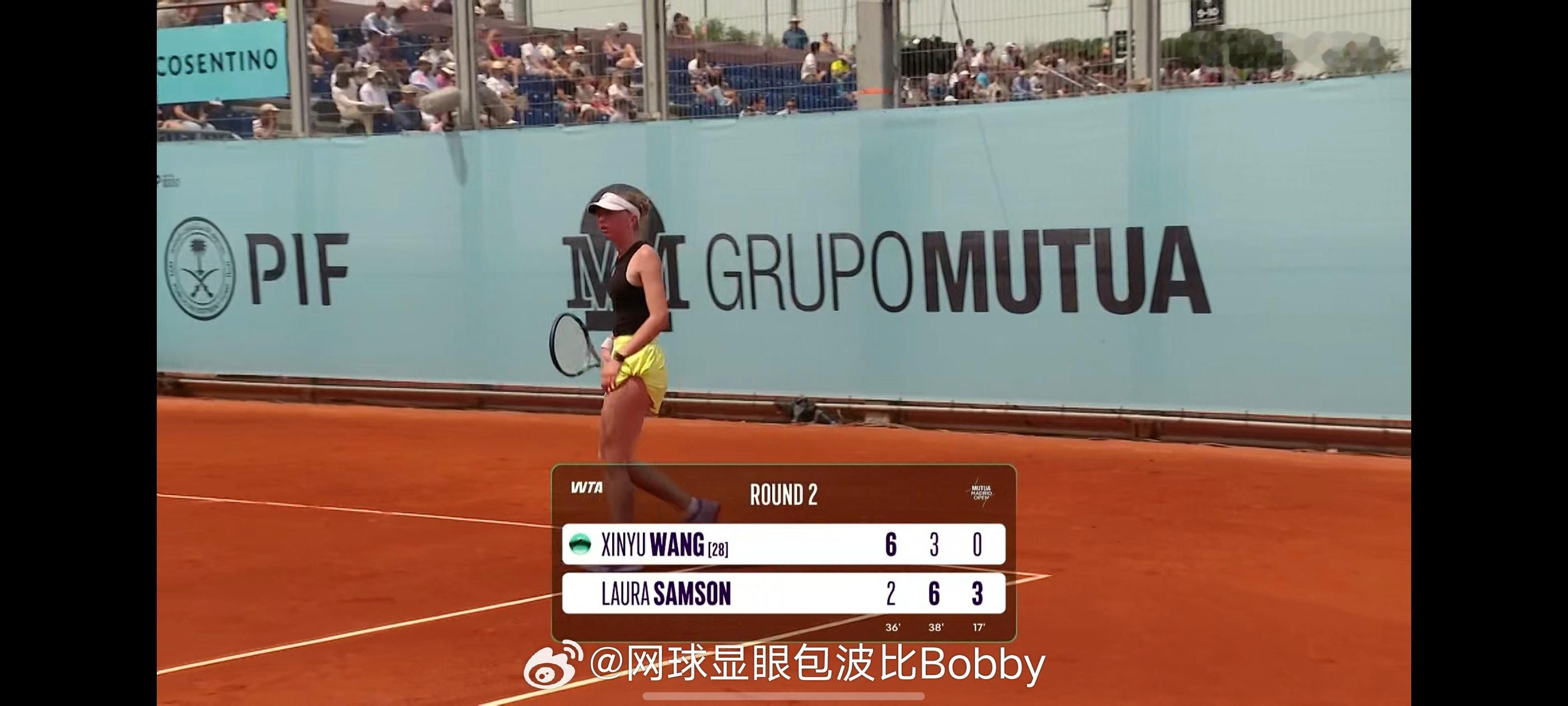 王欣瑜决胜盘0:3落后王欣瑜vs萨姆森王欣瑜马德里赛首战出局王欣瑜1比2萨姆森w