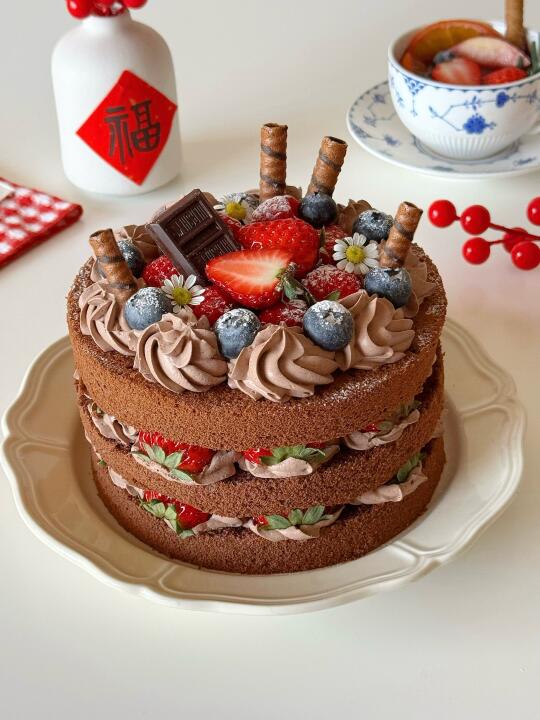 新年聚餐甜品🍫巧克力裸蛋糕🍰新年热红酒🍷