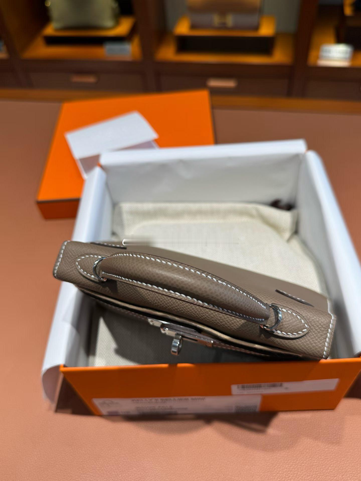 Kelly mini二代 Epsom皮 大象灰 银扣爱马仕hermes