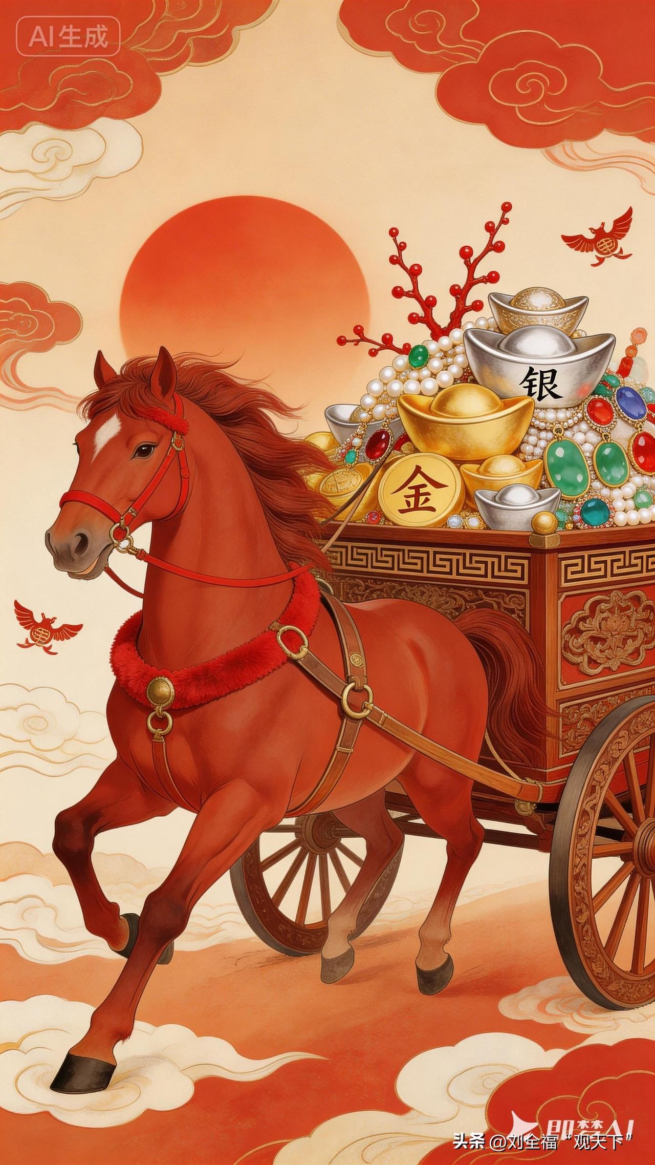 天南地北大拜年骏马奔驰喜迎中国年，马到成功，喜气洋洋过大年，愿朋友们马年吉祥。马