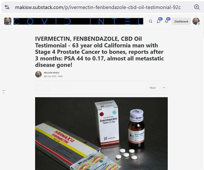 最新文章：伊维菌素、芬苯达唑、CBD油见证——一位63岁的加州男子，患有4期前列