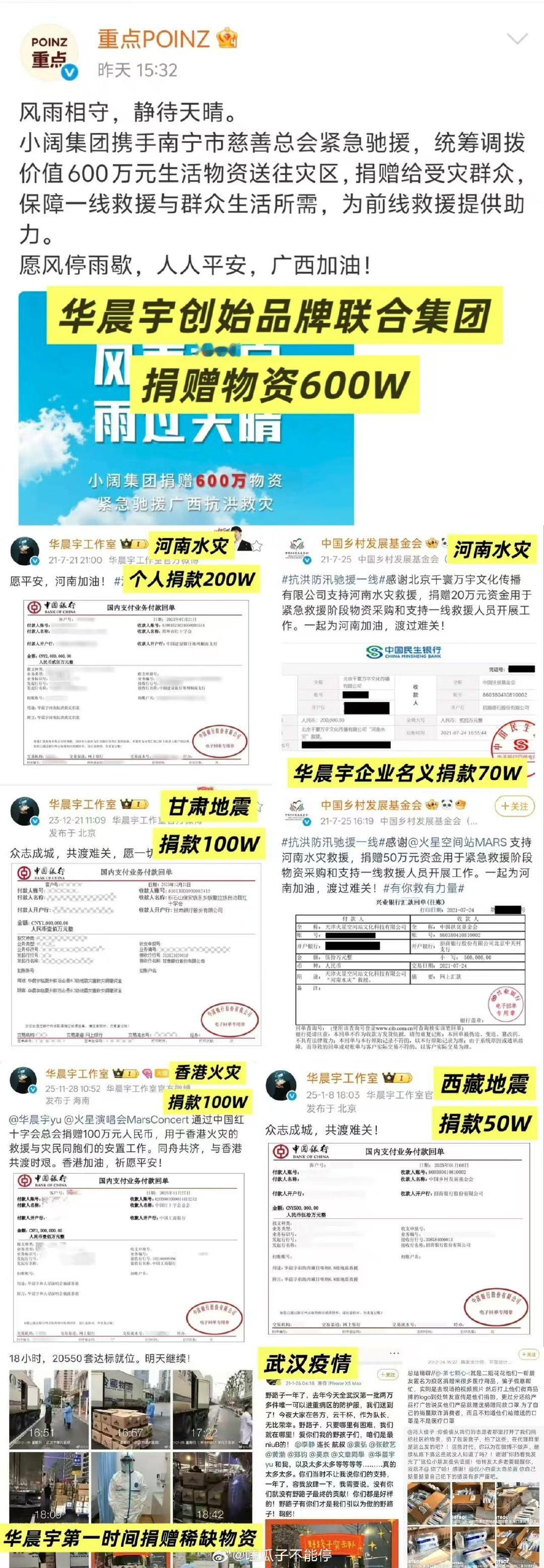 华晨宇捐赠600万驰援广西华晨宇捐赠物资600万 华晨宇捐赠600万驰援广西 