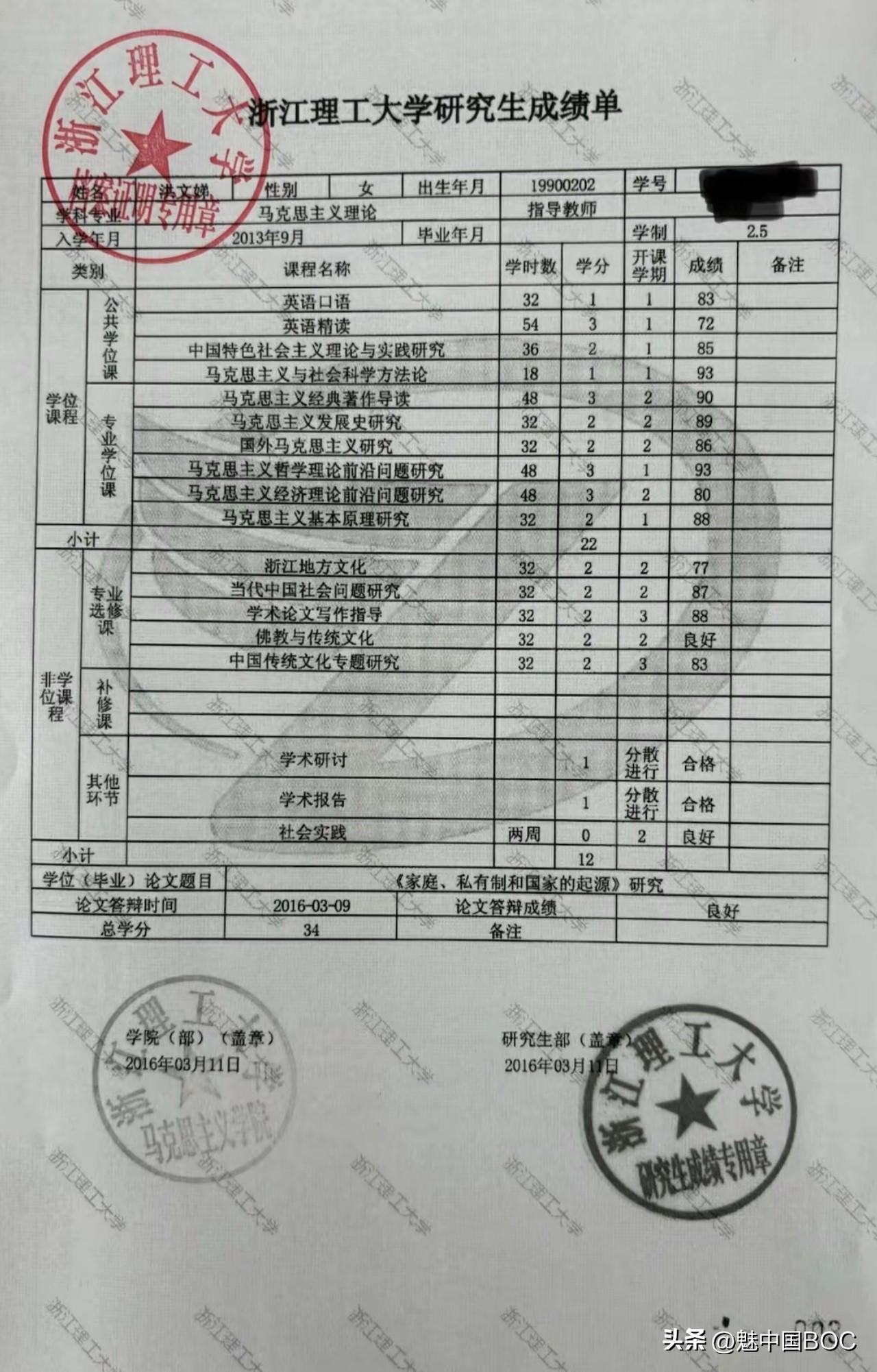 一份12年前的研究生成绩单，我算了下平均分：85.7。

网上流传一份2013级