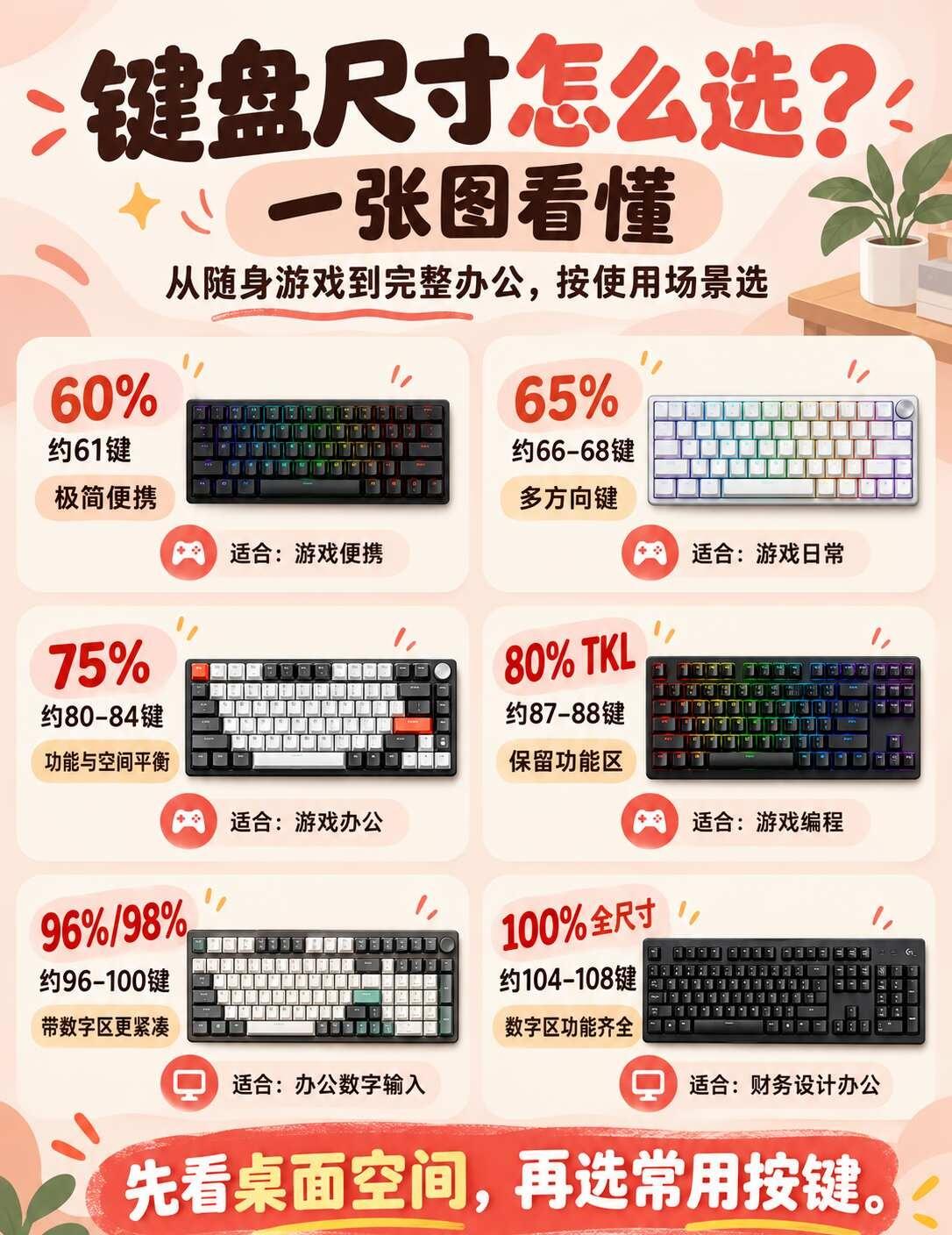 建议收藏！机械键盘超全科普，6张图一次看
很多想买机械键盘的小伙伴，一看到“红轴