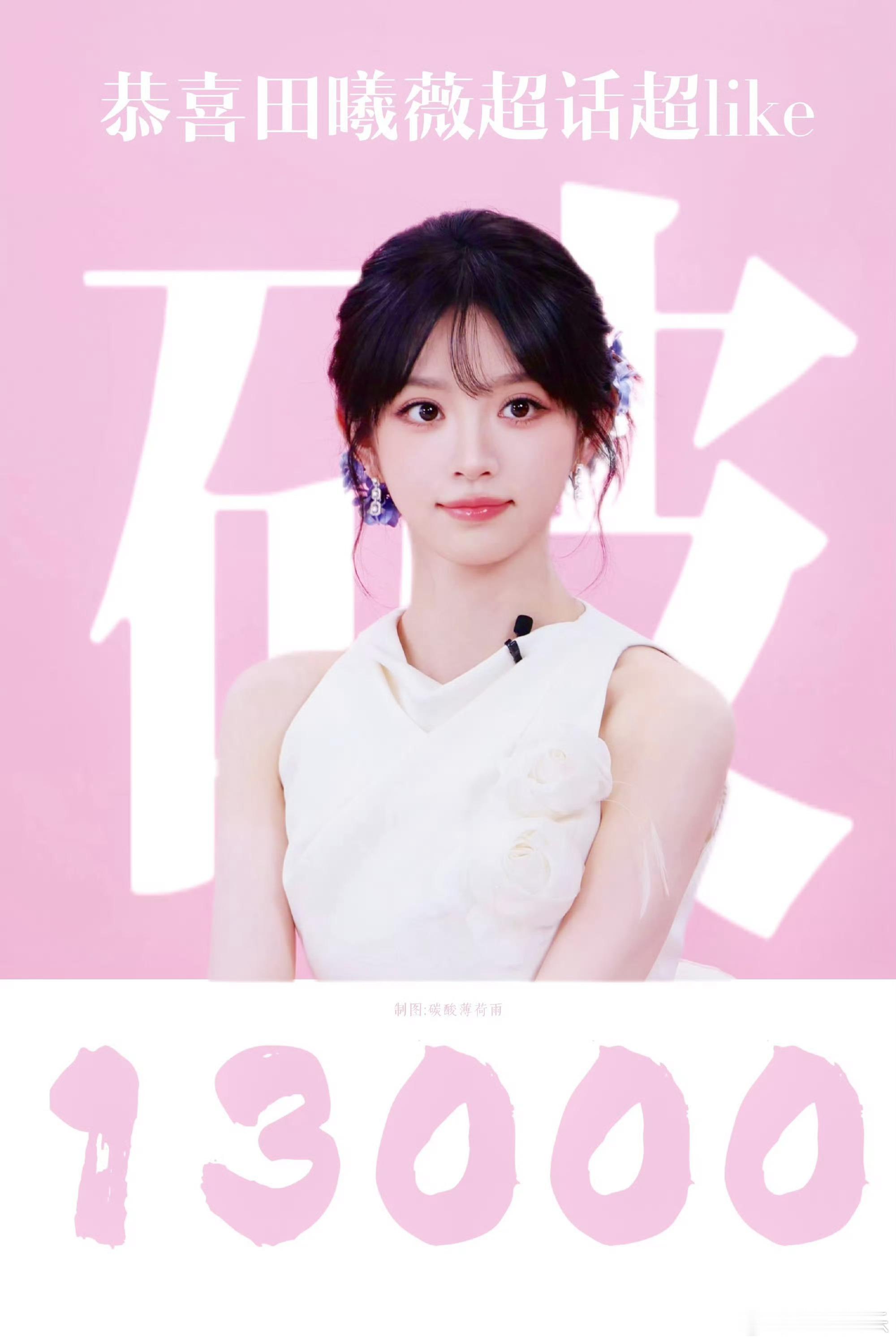 恭喜田曦薇超like破13000创历史新高了，同时低智商犯罪次日热度峰值8577