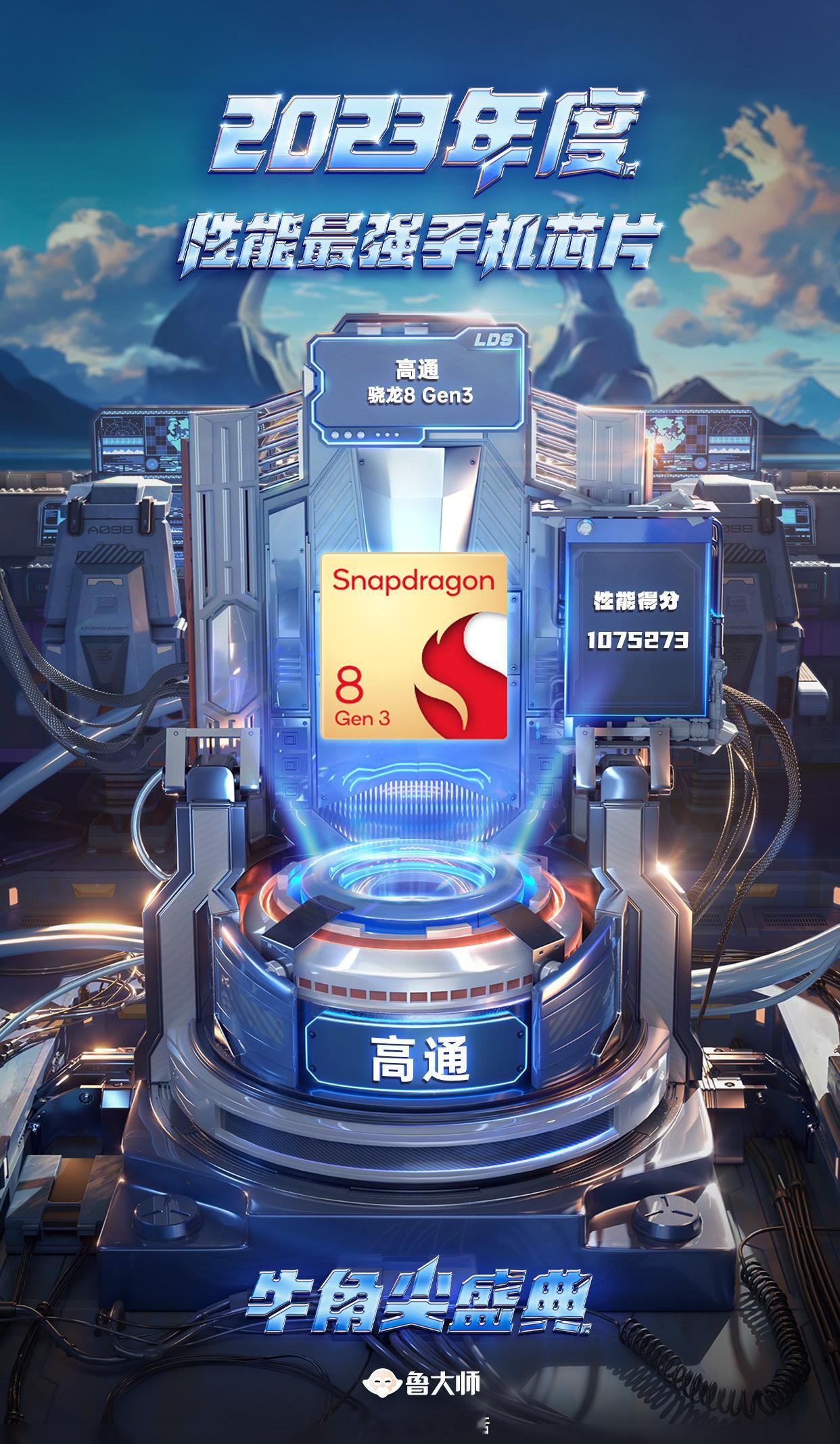 高通实至名归了吧！！获得2023鲁大师牛角尖颁奖盛典年度性能最强手机芯片，确实猛