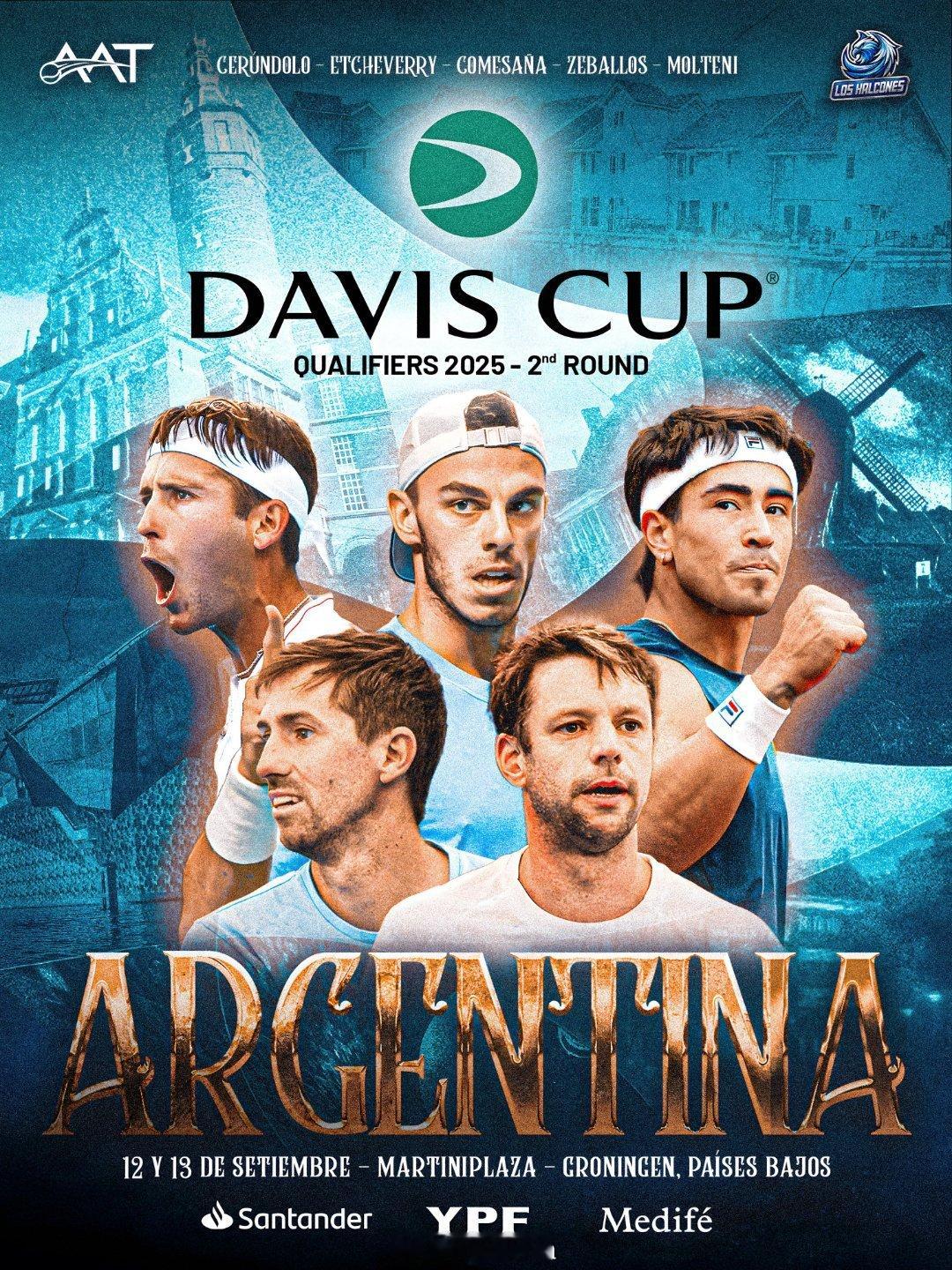 阿根廷🇦🇷已经确定了对阵荷兰的戴维斯杯🎾比赛阵容：弗朗西斯科·塞伦多洛、托
