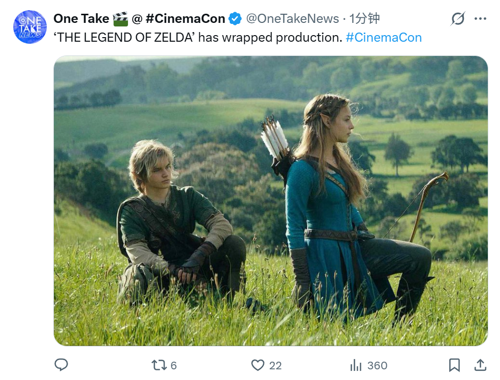 TNABO 真人版《塞尔达传说》已经杀青，明年5月7日北美上映索尼发行，旗下哥伦