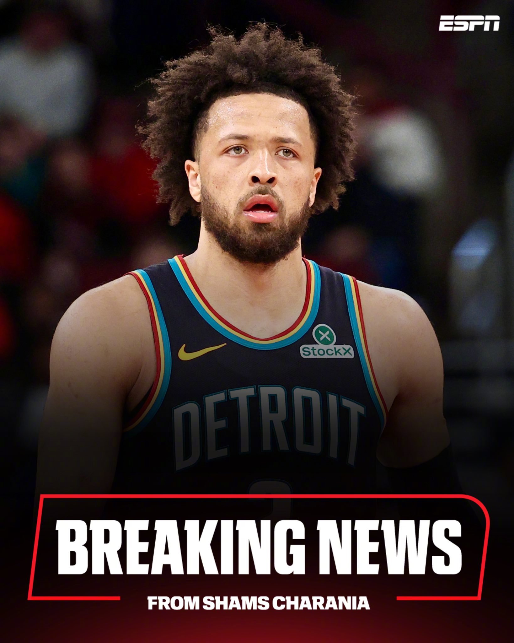 Shams报道，坎宁安被诊断出患有轻轻度（mild）气胸，预计将缺席很长一段时间