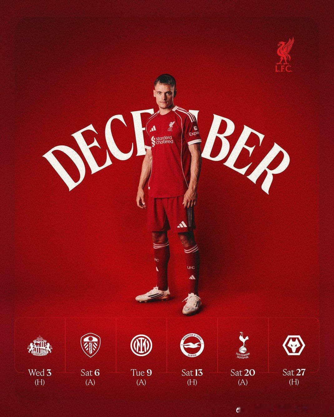 魔鬼12月的赛程要来咯，体能真的会是个大问题希望伤员都快快回归吧利物浦 利物浦买