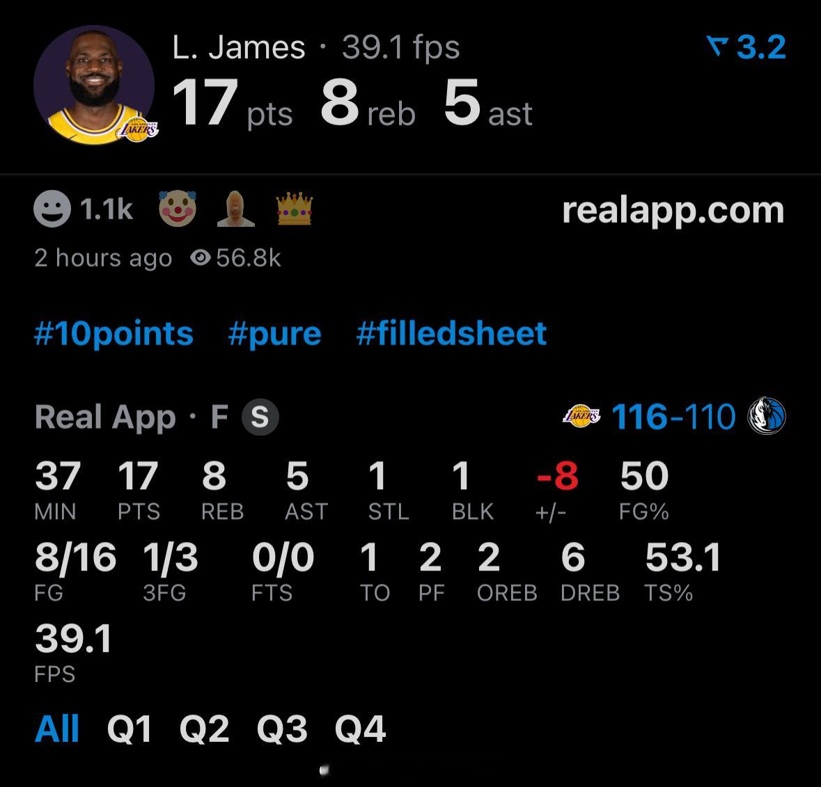 出战37分钟，16投17分，正负值-8（球队赢6分）如果评价詹姆斯今晚的表现？?