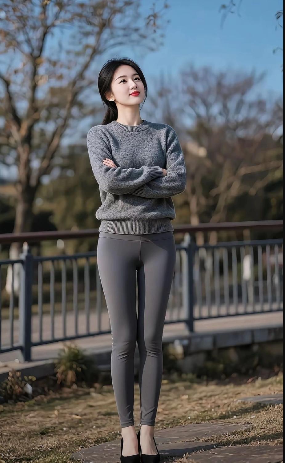 秋日穿搭指南：灰色毛衣+紧身裤，简约又时尚！如何在着装中展现气质呢?