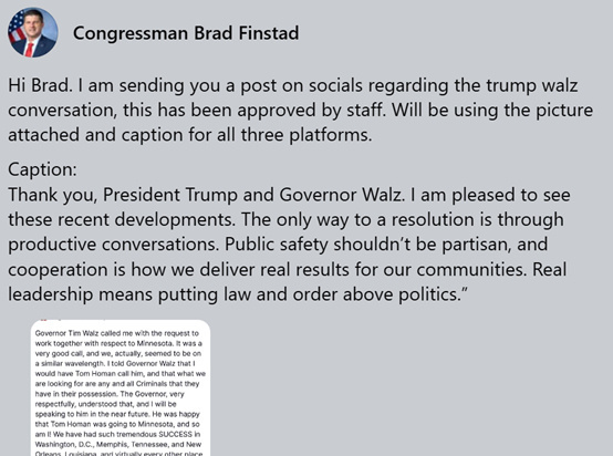 美国一名众议员在社交平台发帖感谢特朗普，却不慎将疑似来自白宫的指令原文一并发出。