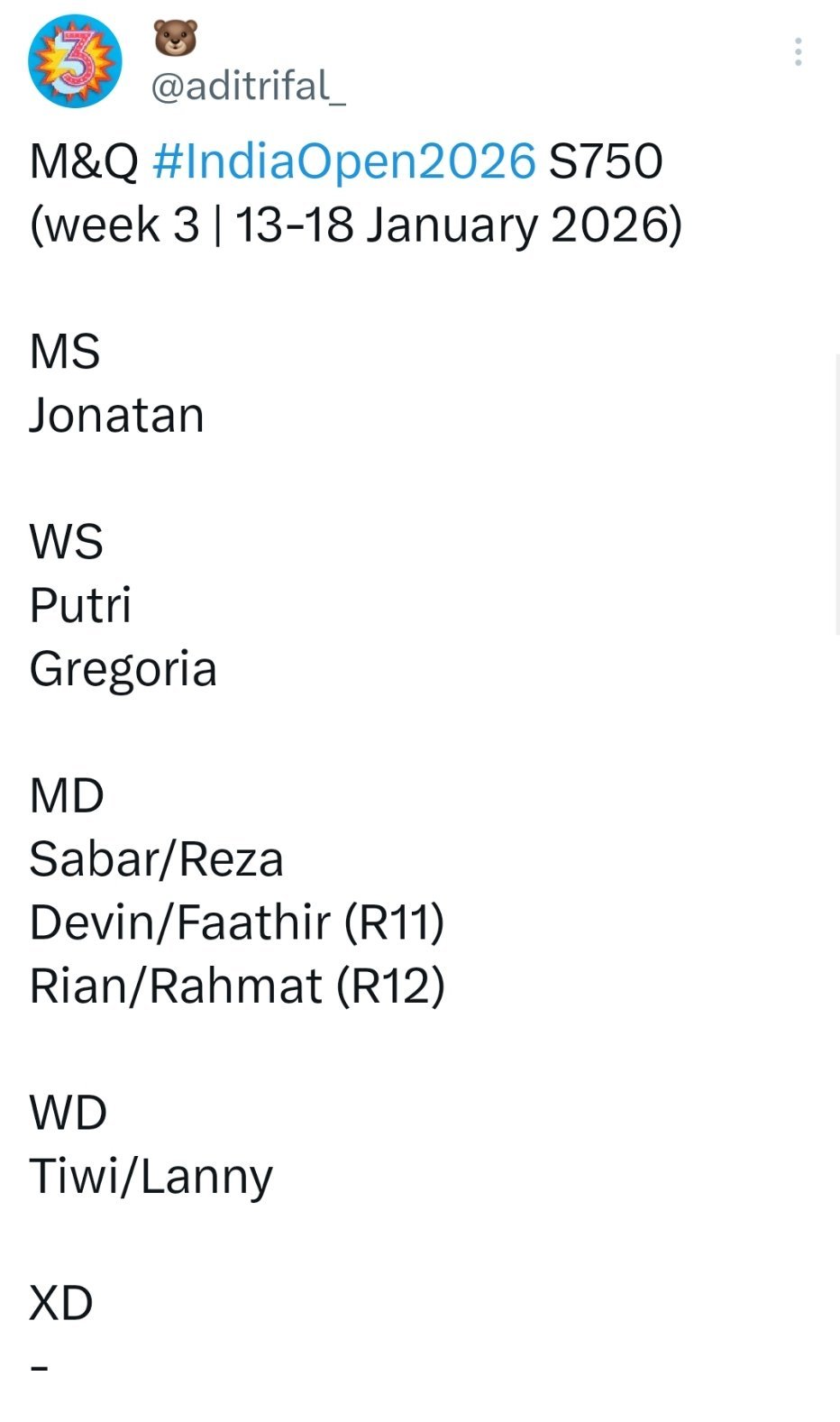 离开羽协最大的好处，不用听从羽协弱智的报名策略 