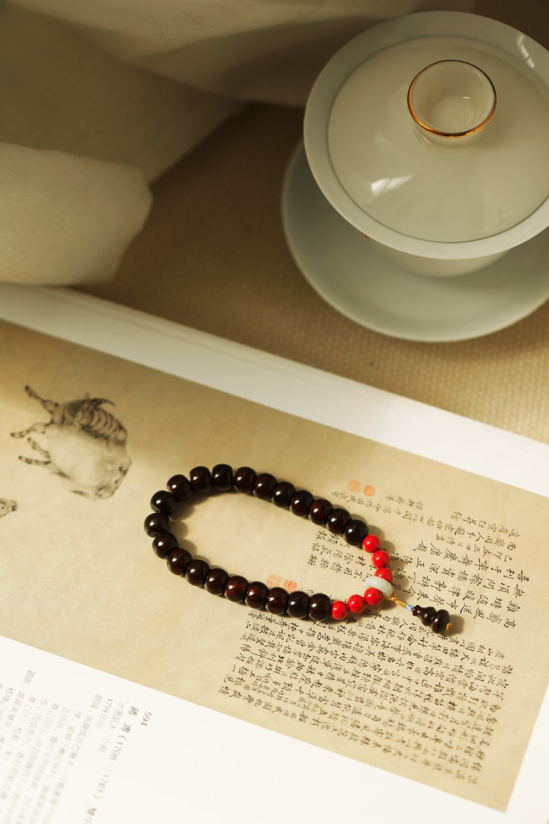 紫檀原创【清欢】7x9mm 21颗紫檀包浆老料密度高、油性好，国风文艺，佩戴儒雅