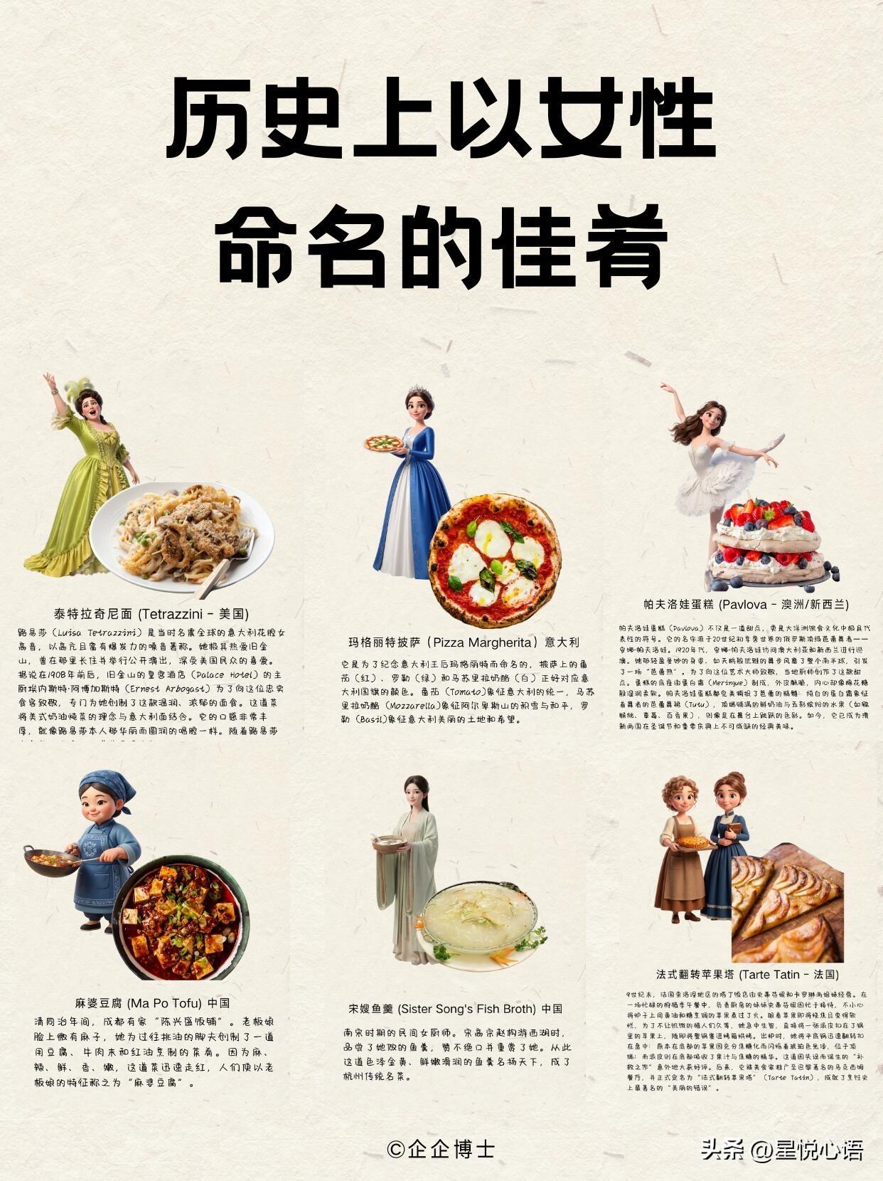 原来好多知名的菜，都是用女性名字命名的，背后还藏着这么多故事。
不光有女王、明星